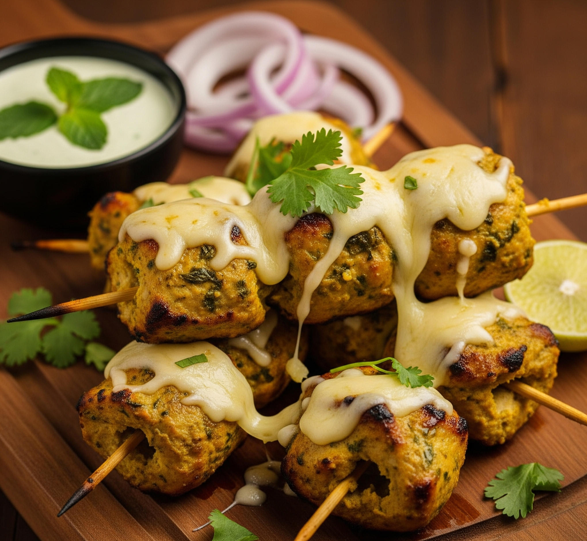 Dhaniya Murgh Kabab with Cheese